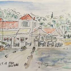 Anlegen vor der Taverne