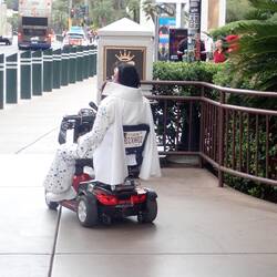 Elvis on his mobility scooter.