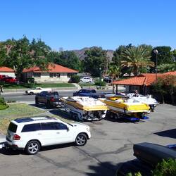 Speedboats in our Motel car park