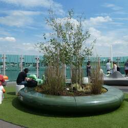 Outdoor seating at Bristol Airport for plane spotters