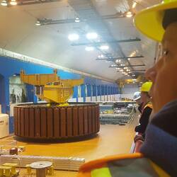 The rotor, weighing just short of 500 tons, needs two cranes to be hoisted!