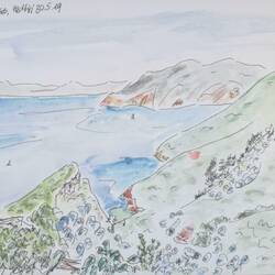 Vorne Alónisos, mittig Skópelos, links hinten Euböa