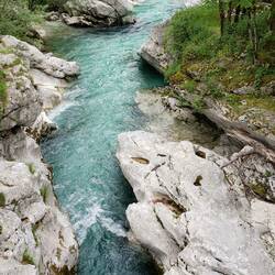 Sava River with the distinctive blue water from the Karst minerals.