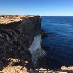 The white cliff face is where it has carved off recently