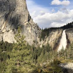 Nevada Falls from the winter cutoff between the mist trail and John Muir Trail