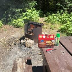 Holz mit Taschenmessersäge zerkleinert und es brennte schnell :)