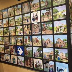 Panels showing the history of Asturias, all hand painted