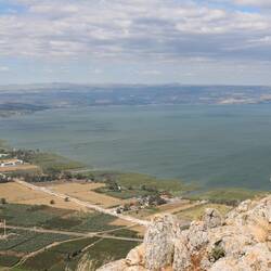 View from Mt Arbel. Magdala is on the left, by the Sea of Galilee