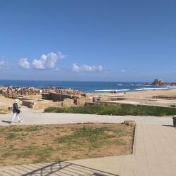 Herod's palace to the left, Hippodrome to the right