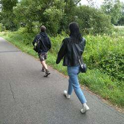 Walking into town