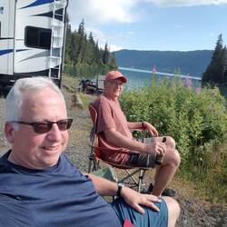 Russ and Dave at Meziadan Lake, BC
