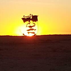 Artistic monument at sunset