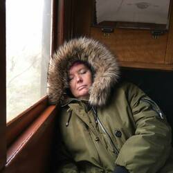 Relaxing on our return train ride.
