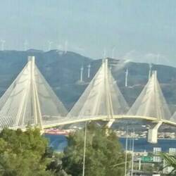 Patras Bridge, many wind turbines