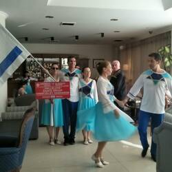 Israeli traditional dancers getting ready