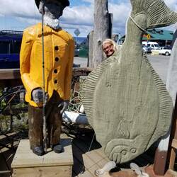 Cindy brought home some halibut for our salad...no, not really...