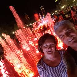 Herrliche abendliche Wasserspiele