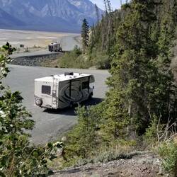 View coming down, our RV and south end of lake (with silt)