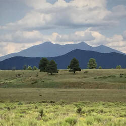 The San Francisco Peaks with rain coming