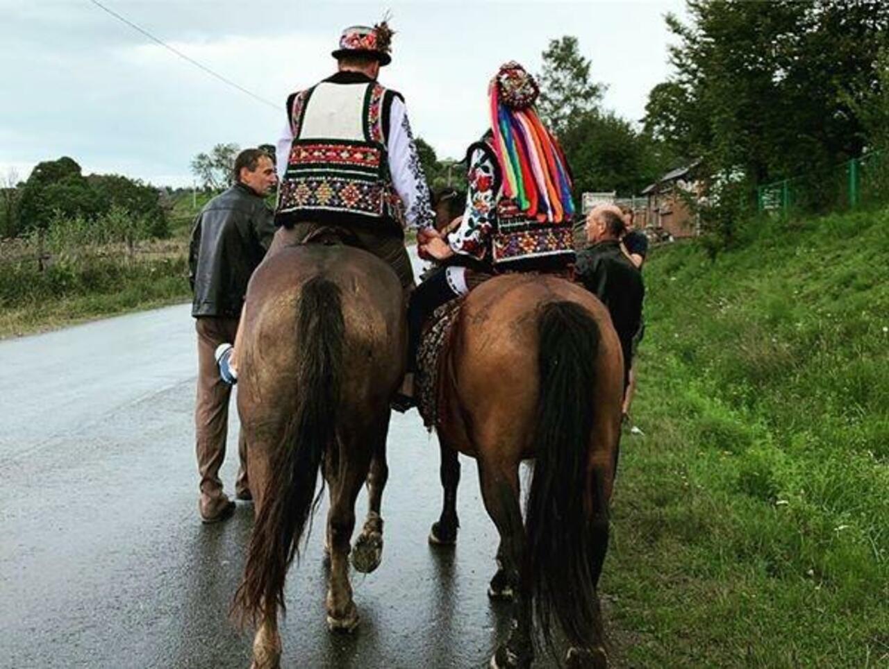 Bride and Groom on the way to church