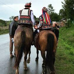 Bride and Groom on the way to church