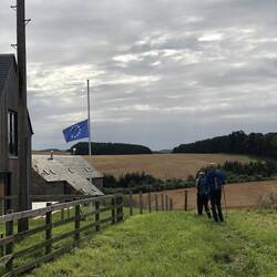 Uh oh the EU flag is flying at half mast....