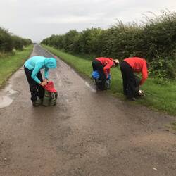 Getting rain gear on