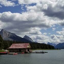 Maligne Lake with boathouse