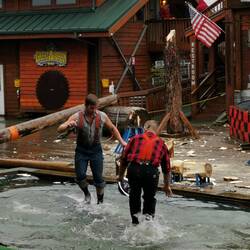 What is a Lumberjack show without a log rolling competition?