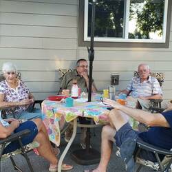 Visiting with our neighbors, Kathy & Rick