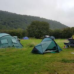 My pitch on Llechrwd Riverside campsite
