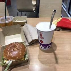 So viel Müll für so ein Müll-Essen...immerhin mit eigenen Strohhälmen und Big-Mac mit Brotmitte 😅
