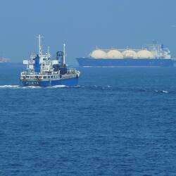 Fishing boats and gas container ships