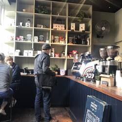 Ian in the Gentlemen Baristas Coffee Store