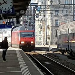 Our train to Zurich arriving in Geneva