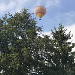 Hot air ballon passed over us at the yacht club