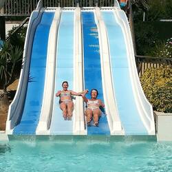 Sisters on the water slide