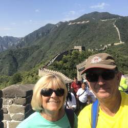 A lifetime ambition achieved. Our photo at the Great Wall taken with a selfie stick.