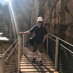 Crossing the suspension bridge