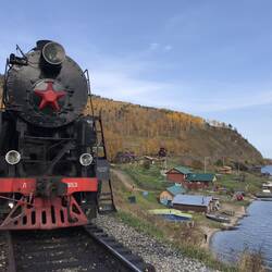 Aussicht mit Dampflok