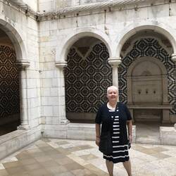 Surrounded by tiles in the inner courtyard