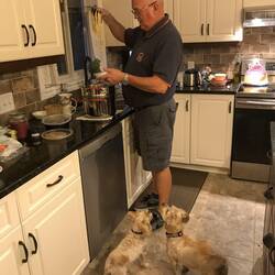 Spaghetti-Abend bei Cathy&Terry. Iggy ist ganz verrückt nach Pasta!