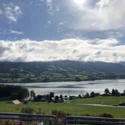 How's that for a view from a highway rest stop? It's Lake Guyère