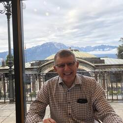 How's that for a view at breakfast - my honey and the Alps!