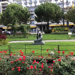 Every parkette is full of flowers and sculptures