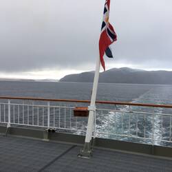Rainy view from the stern this morning