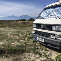 Früstück am strand mit blick auf den olymp👌