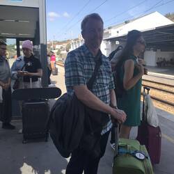 Waiting for our train