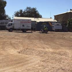 The pub campground empty, except for us, waiting for the posties