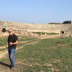 Serdar explaining the Stadium at Perge